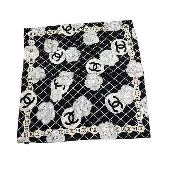 Chanel Silk Camellia CC Square Scarf - Picture 3 of 6